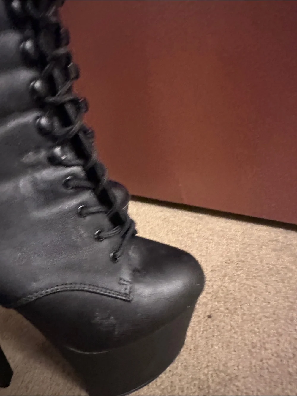 Pleaser Aspire Women’s Black Lace-Up Platform Ankle Boots